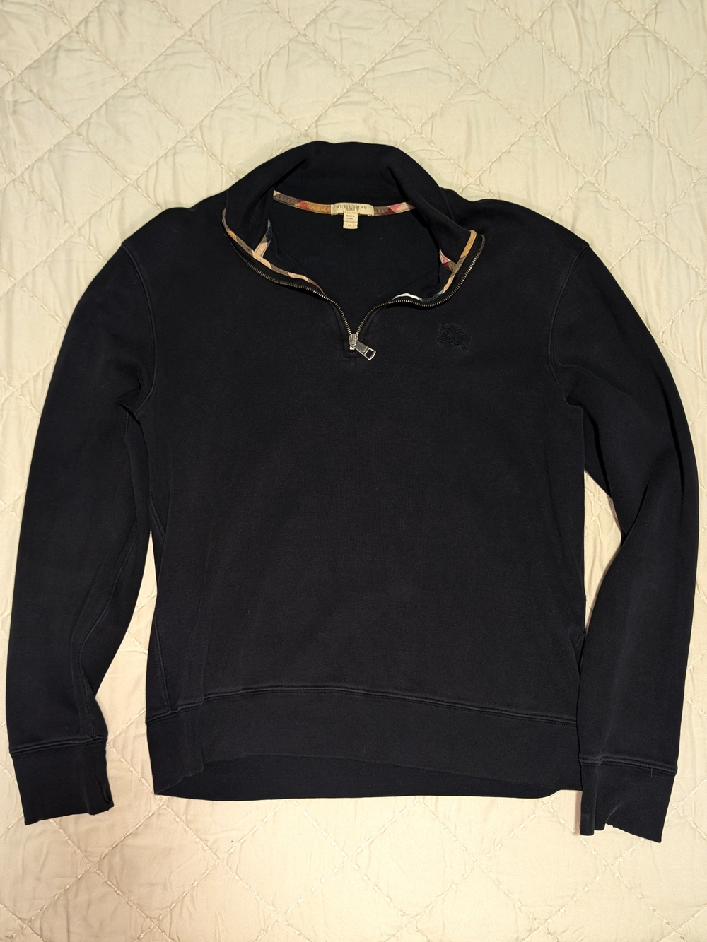 Men's Burberry Quarter-Zip Sweater Pullover - Black